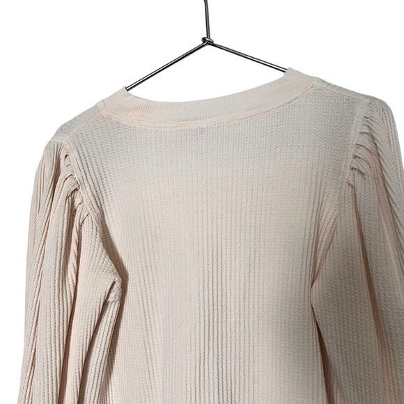 Free People FP One Tasha Thermal Top Tie Sleeve Women’s Size Small Ivory - Picture 9 of 15